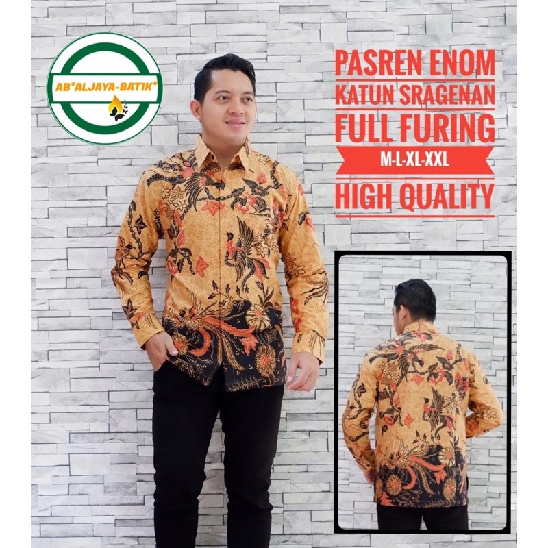 BATIK PRIA PASREN ENOM LAPIS FURING KATUN HALUS SRAGENAN SIZE S-XXL HIGH QUALITY