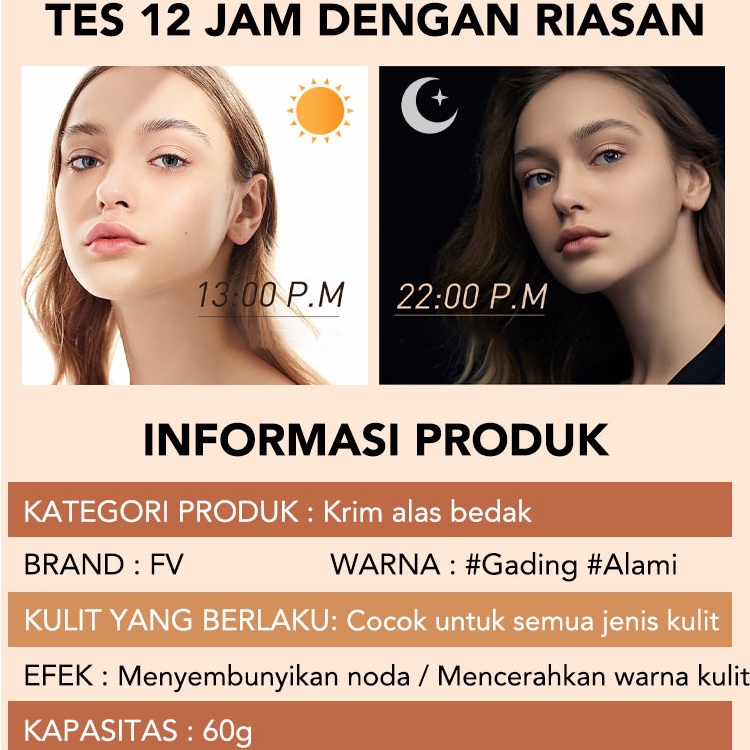 Concealer Foundation Bergizi Kulit BB Cream 24 H Tahan Air Tahan Keringat Kontrol Minyak Alami Fv Concealer Tanpa Makeup Dasar Gadis 30ml