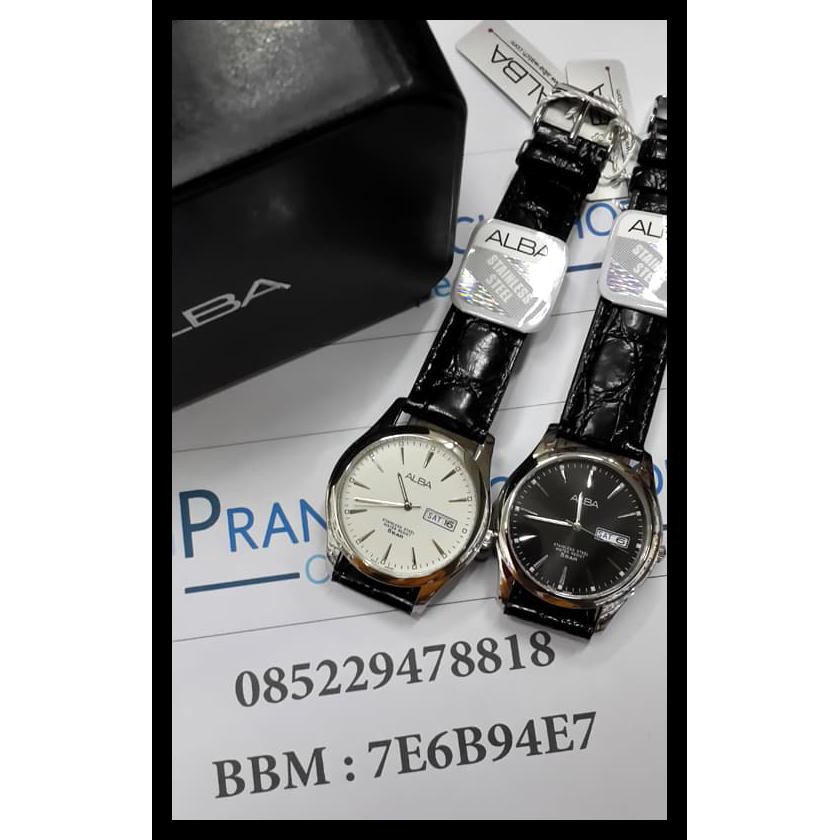 New List Jam Tangan Alba Axnd65X1 Pria Kulit Original Bergaransi Resmi 1 Tahun Berkualitas
