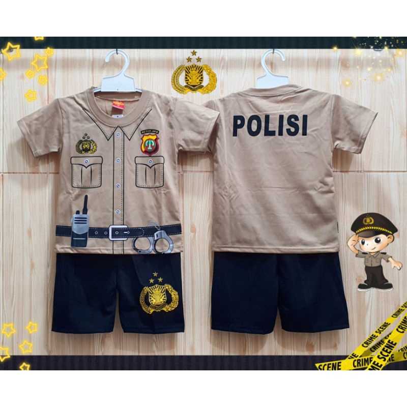 SETELAN ANAK LAKI KOSTUM SERAGAM KAOS POLIS