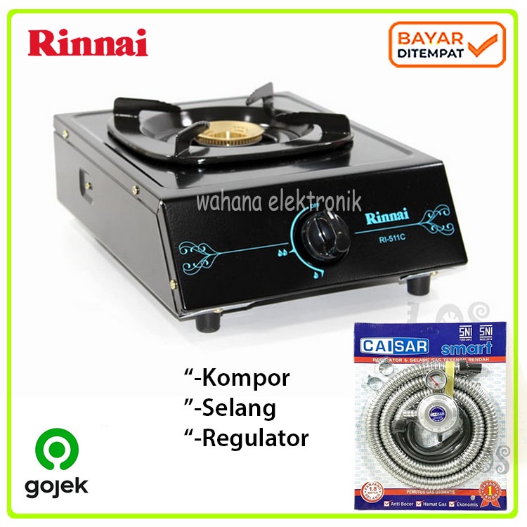 Rinnai RI-301S Kompor Gas 1 Tungku Sun Burner - Paket Caisar Selang Regulator Bisa Gojek