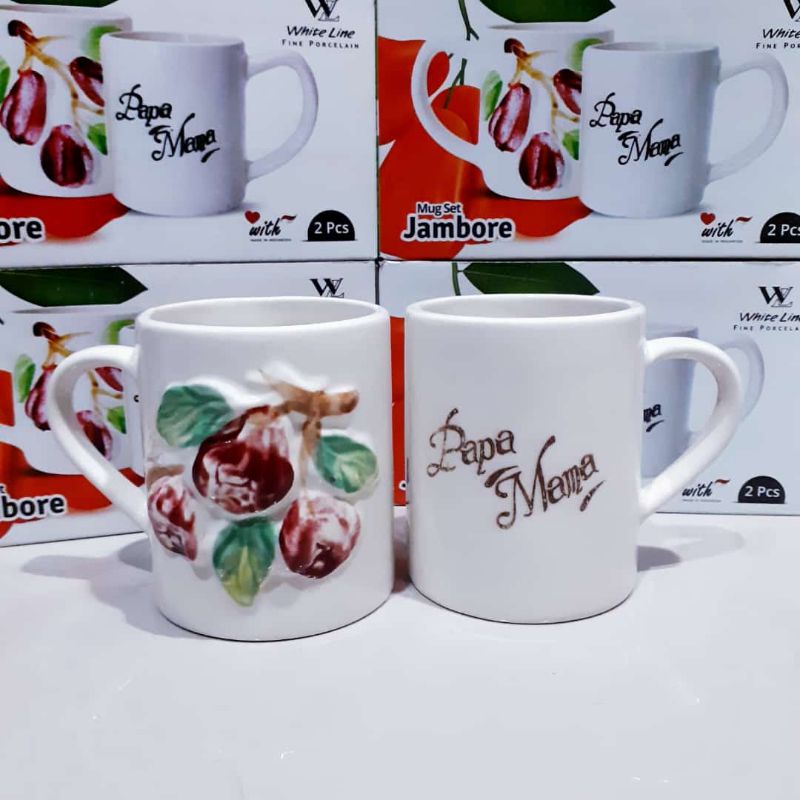 Gelas Set Mama/Papa/ Gelas Keramik Hadiah/ Gelas Kado/ Kado undangan
