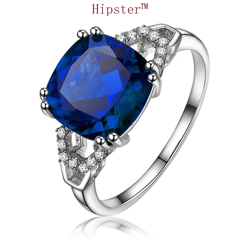 European and American New Hot Sale Trendy Best-Selling Inlaid Sapphire Adjustable Ring