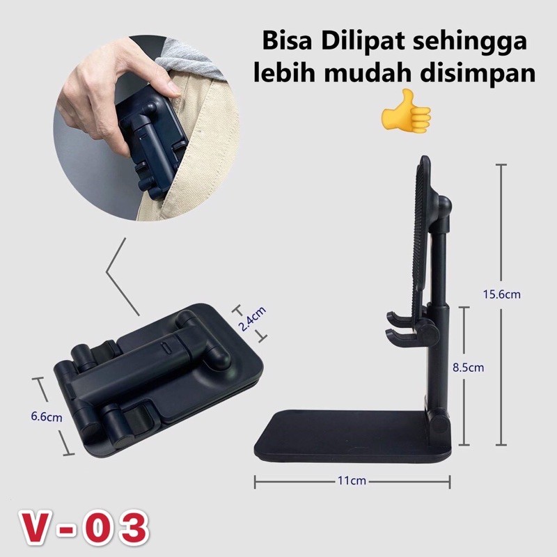 FOLDING DESKTOP SUPPORT STAND /Universal Phone Holder Handphone Dekstop/v01/v02/v03