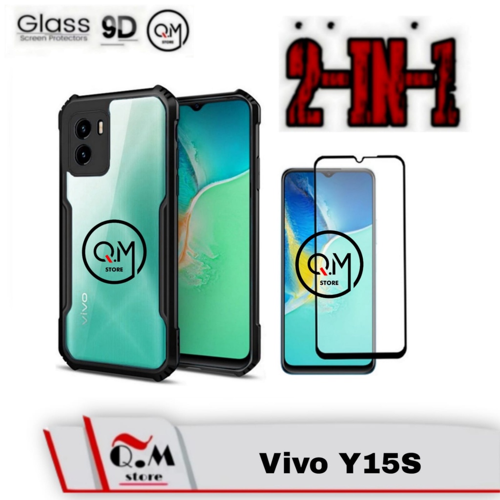 PAKET 2IN1 Case Vivo Y15S Terbaru Softcase Transparan Slim Armor Casing Shockproof Back Cover