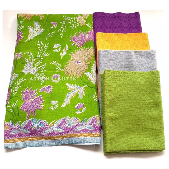 Batik Dolbi Dolby Doby Dobi Dobby Kain Seragam Bawahan Rok Kebaya Hijau Olive Lime Green Lemon Lace