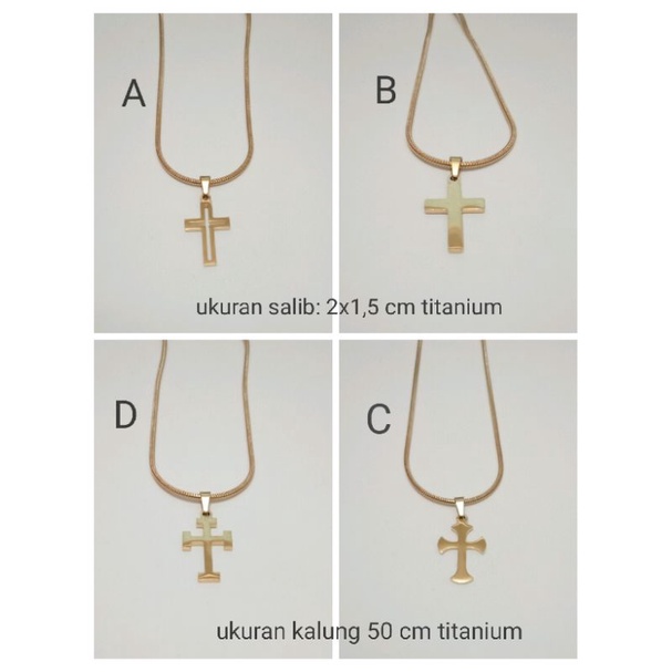 SL22. Kalung titanium lapis titanium UK 50 cm  model salib