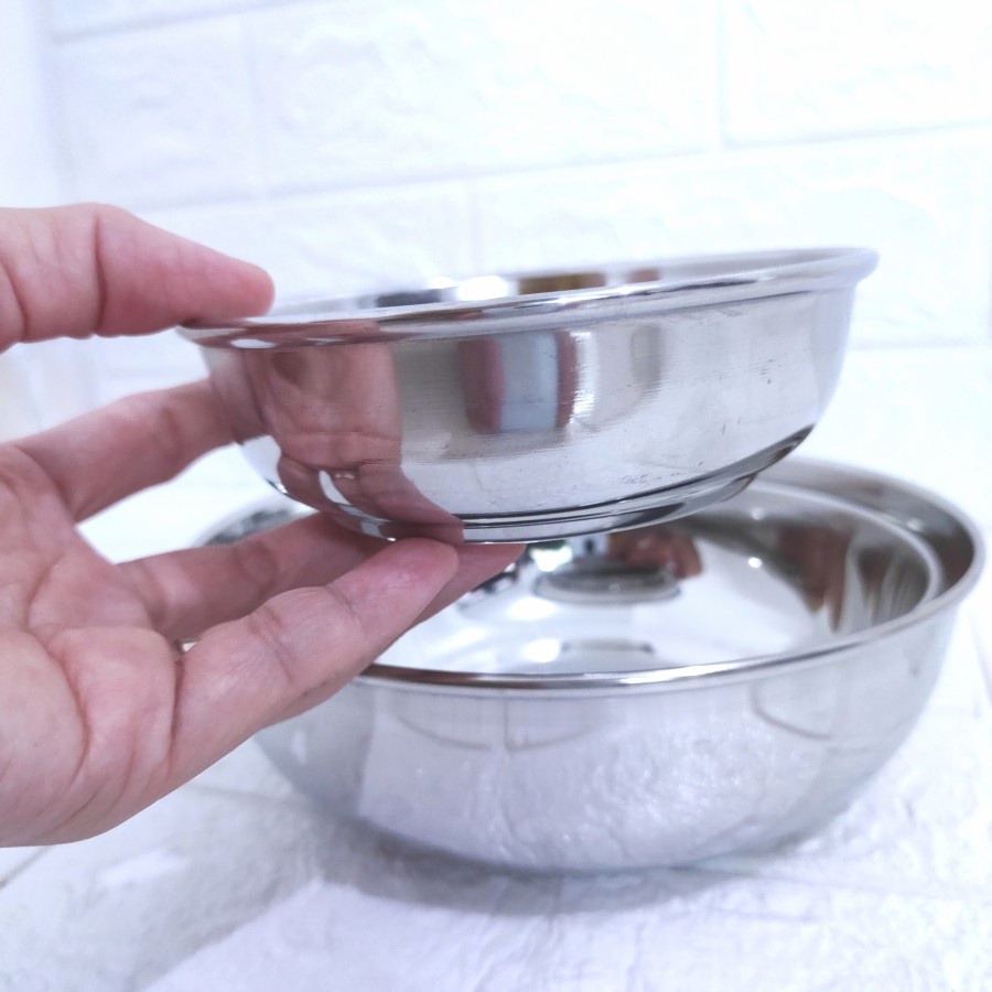 ROSH PRIYA BOWL Mangkok Stainless Ceper Kukus Pet Food 10 12 15,5 18,5 cm