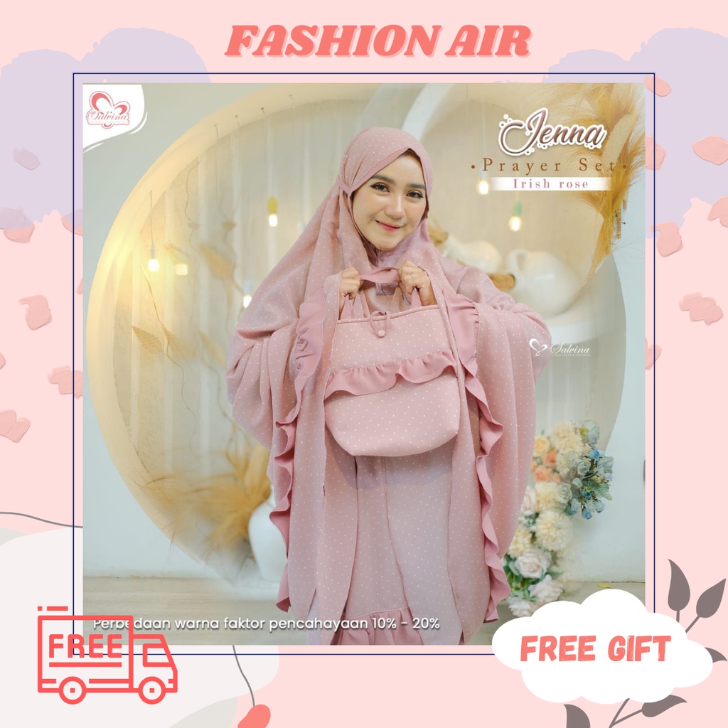 MUKENA MOTIF POLKADOT BAHAN MEXICOLA KOMBI PEACH MONALISA JENNA PRAYER SET by SALVINA