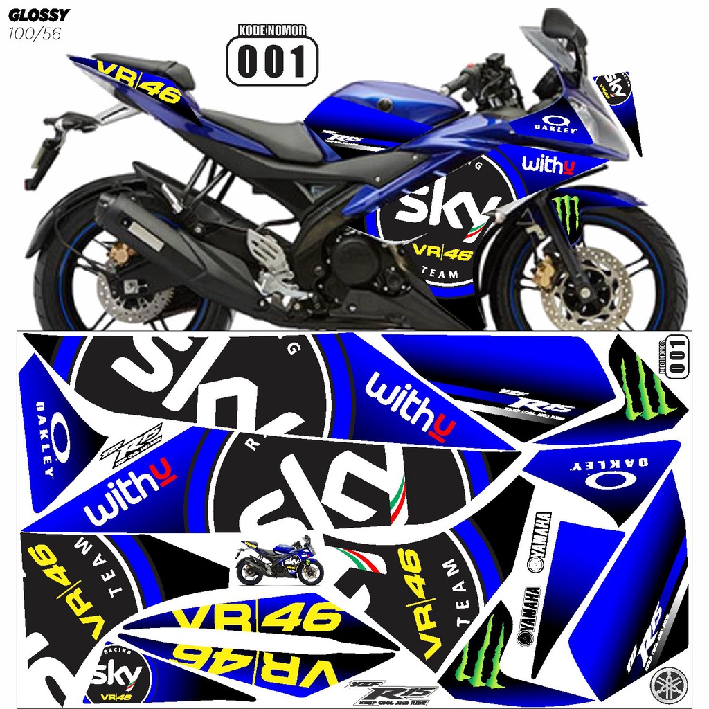 Setiker / Stiker Striping Decal Motor Yamaha R15 V2  Variasi SKY DN08