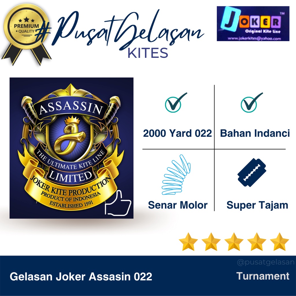 Gelasan Joker Assasin layangan aduan super tajam / Benang layangan Orginal Killer Huwi Sadis Hornet