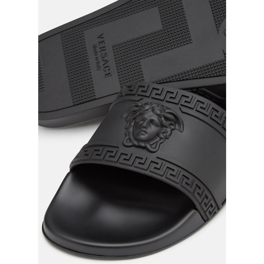 Vrsace Men Palazzo Medusa Rubber Slides All Black 100% Authentic