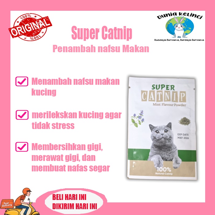 Penambah Nafsu makan kucing SUPER CATNIP membersihkan gigi anti stress kucing