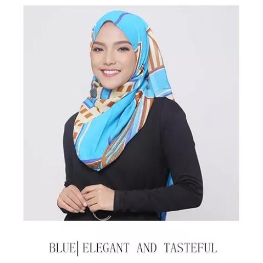 Jilbab pashmina katun import hijab pashmina premium D-BO BLUE