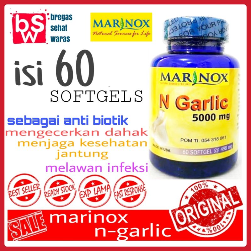 MARINOX N GARLIC 5000 MG 60'S | KOLESTEROL, JANTUNG, HIPERTENSI, IMUN,MENGENCERKAN DAHAK, DIABETES