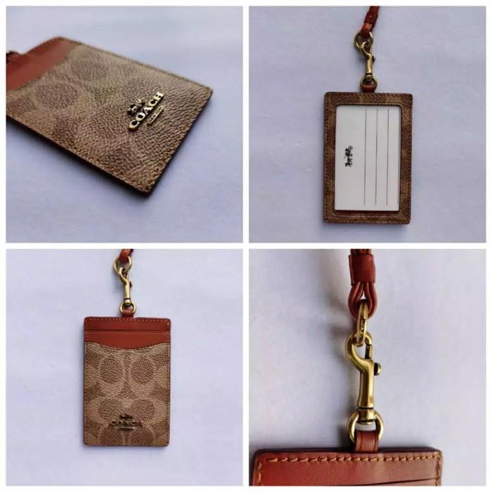 

Lanyard Coach Original Logo Embos Authentic Dompet Kartu Brown Premium