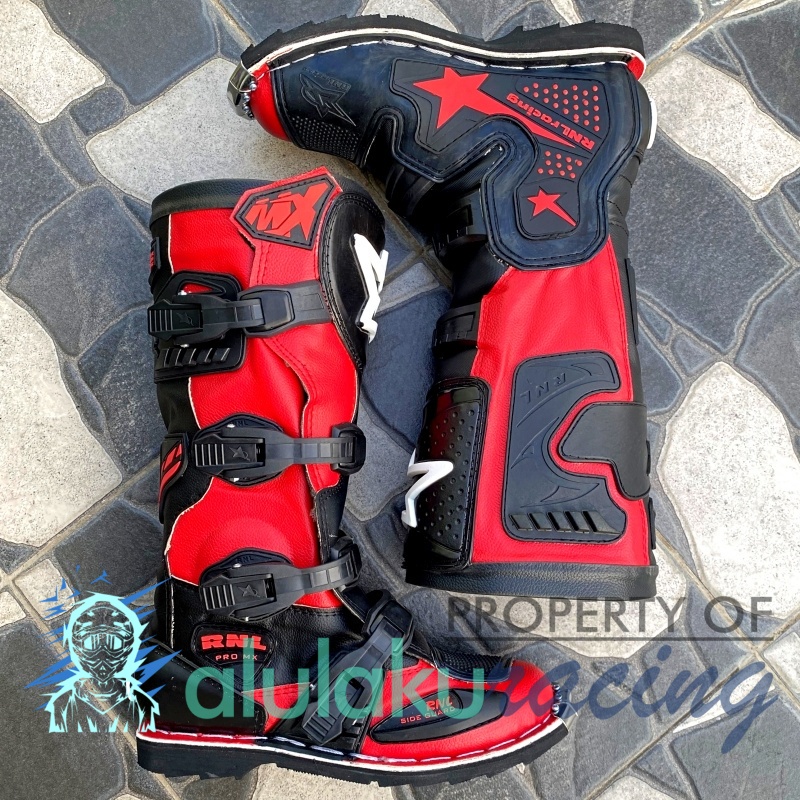 Sepatu Motocross RNL Racing Product Original MX Trail - Red Black