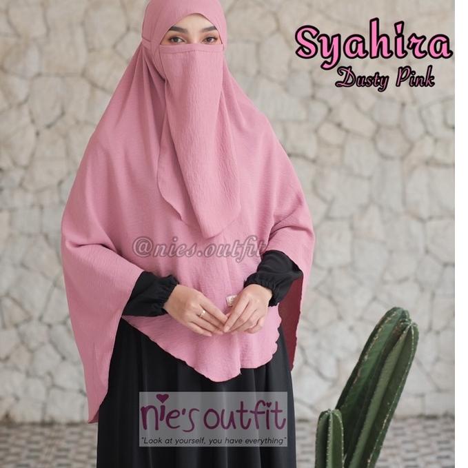 (MURAH) NIES OUTFIT - SYAHIRA Khimar instan Jilbab Hijab Kerudung Bergo Jumbo Ikat Kepala Crinckle A
