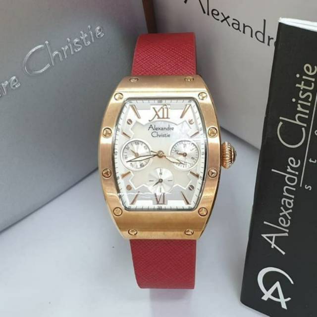 Jam Tangan Wanita Alexandre Christie AC 2780 ac2780 Rosegold Red Original 33mm BEKAS 3x Pakai