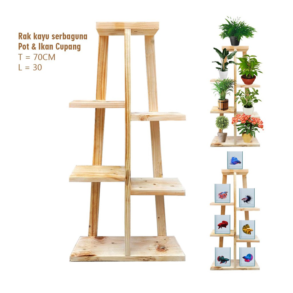 Rak Kayu Serbaguna Pot & Ikan Cupang