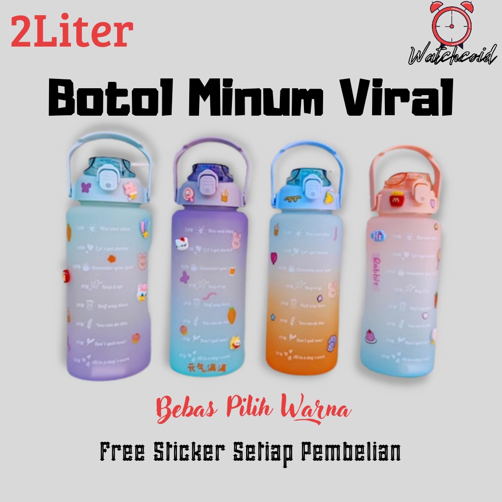 Botol Tempat Wadah Minum Minuman Tritan Quifit Viral 2 Liter Original Free sticker