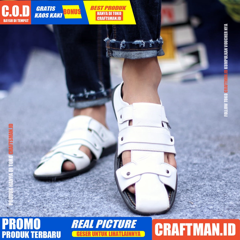 CRAFTS X TUTONG Sandal Kulit Pria Sepatu Bustong Casual Pria