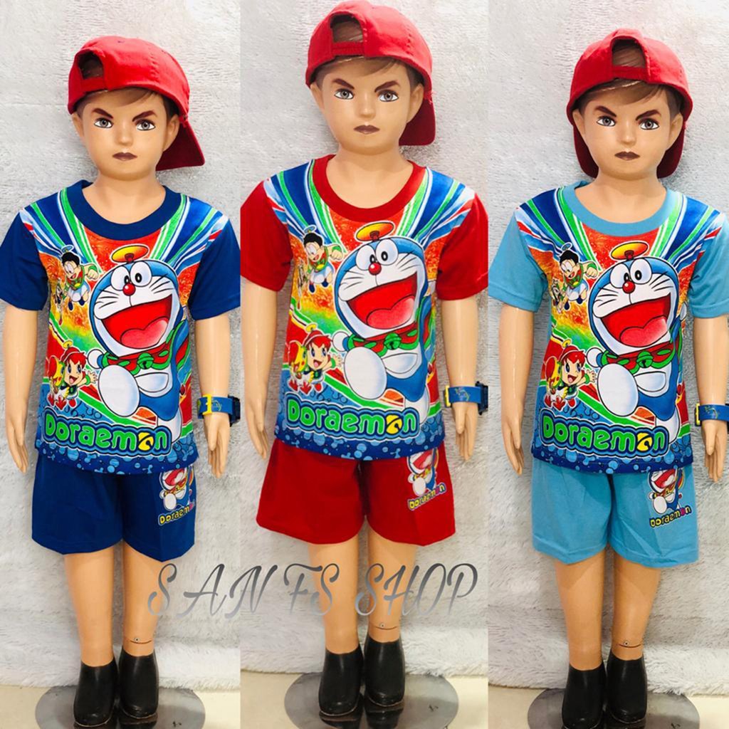 Setelan Baju  Anak  Laki Laki  Motif Doraemon Untuk Umur  1 10 