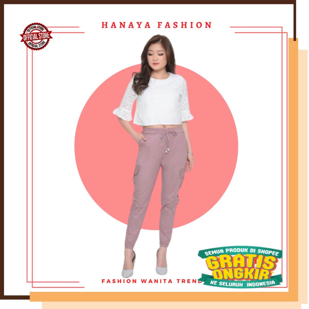 Warna Hitam Biru abu Grey MUda Gelap Pink Hijau Oren Merah / Celana Panjang Wanita Kekinian Model Ce