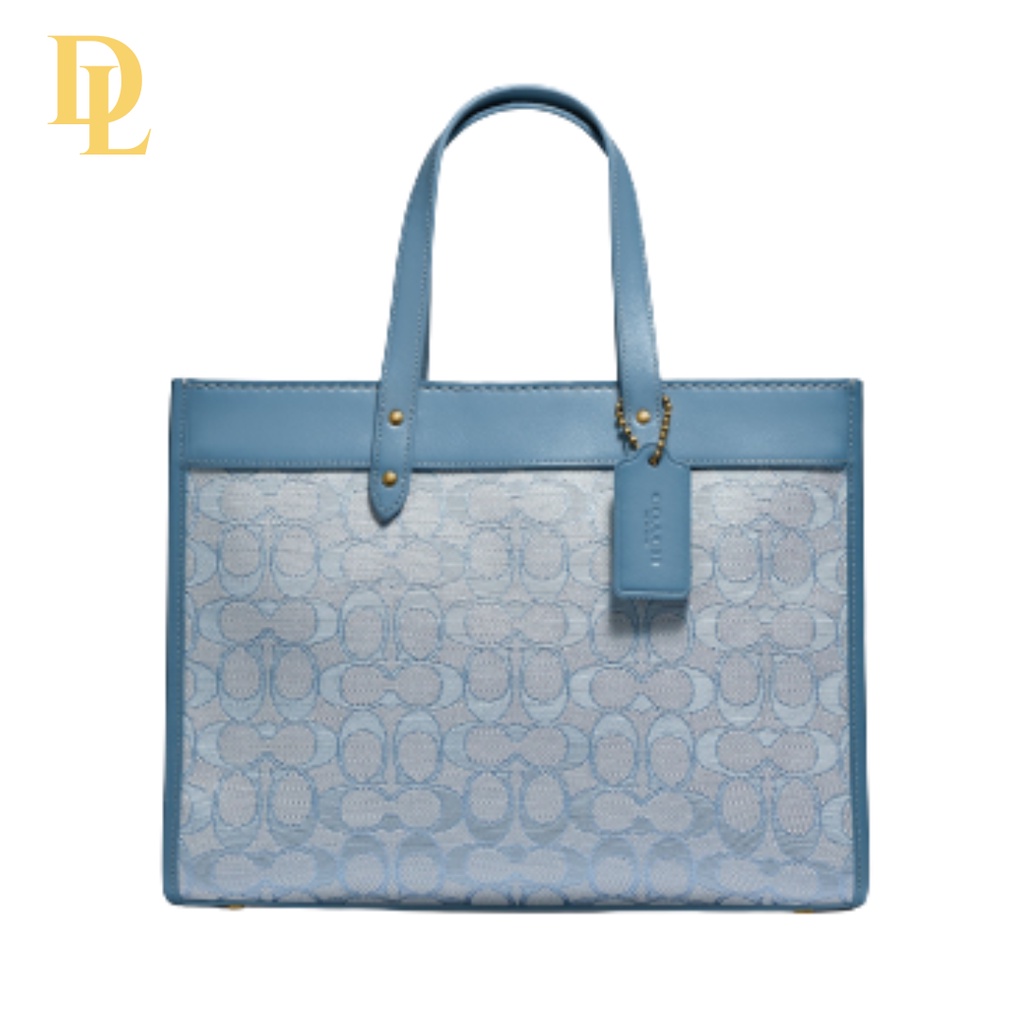 Coach Field Tote 30 In Signature Jacquard - Light Blue/Chambray (C3282)