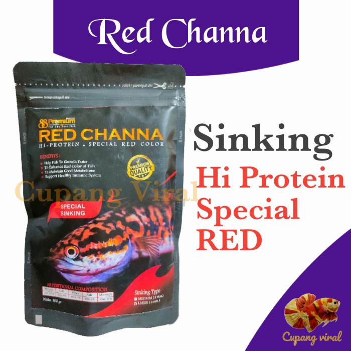 PREMIUM 88 - Pelet Ikan Channa Premium SINKING Red 100 Gram