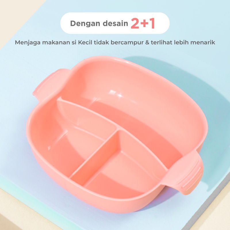 Mugu Suction Divided Plate - Bonus Straw Clip Suction Tutup