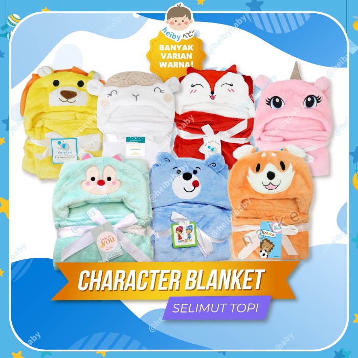 Character Baby Blanket / Selimut Topi Karakter / Selimut Bayi / Kado Bayi / Kado Lahiran