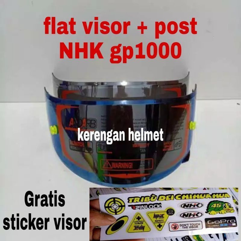 Flat visor NHK GP 1000 / gp tech iridium silver / iridium gold / iridium blue / stiker murah