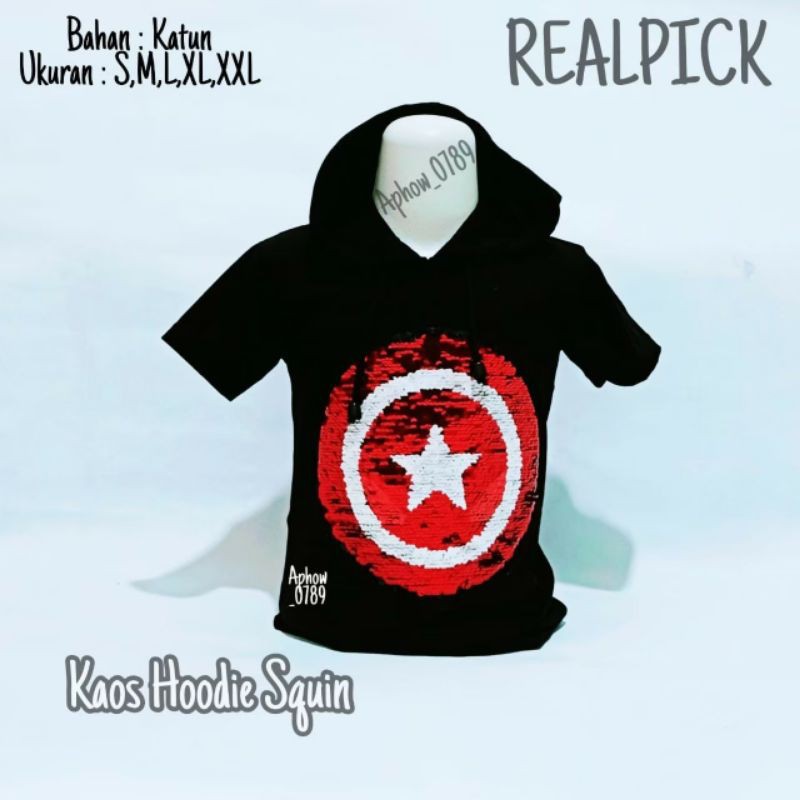 Kaos Hodie Anak Laki Laki Superhero Captain Amerika Model Led Nyala dan Gambar Usap