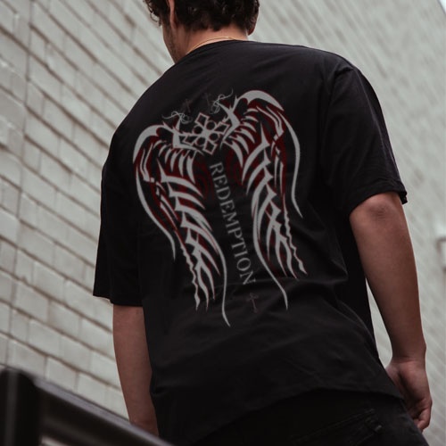 Kaos Archaic AFFLICTION SPINE WINGS Tattoo Biker Tshirt AFFLICTION  New Arrival T-Shirt