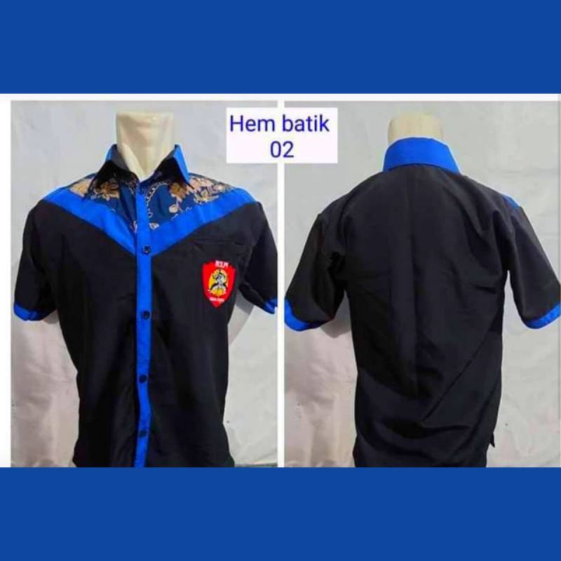 Hem Batik02 Hitam-Biru Lambang bordir iks.pi kera sakti