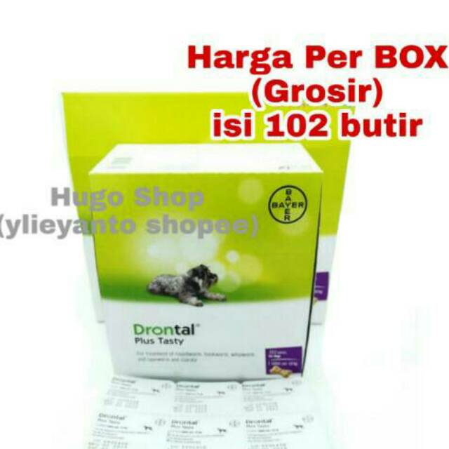 Drontal Dog 1 Box GROSIR / Drontal Plus Tasty 102 butir / obat cacing anjing