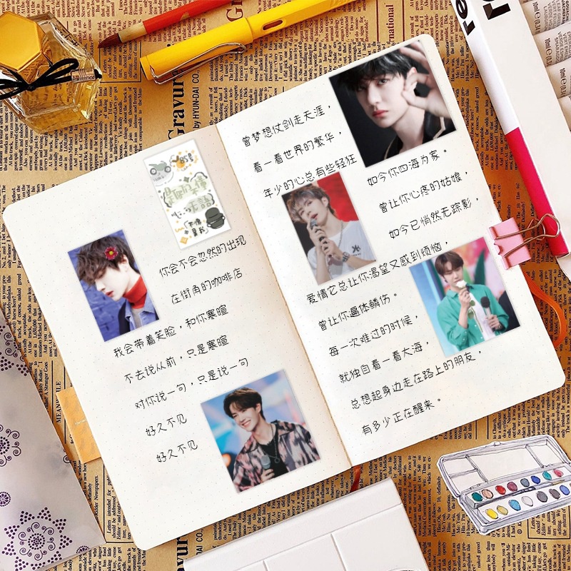 60 lembar Wang Yibo stiker ponsel kasus Idol Jurnal koper bahan Cangkir air tangan Buku stiker kecil