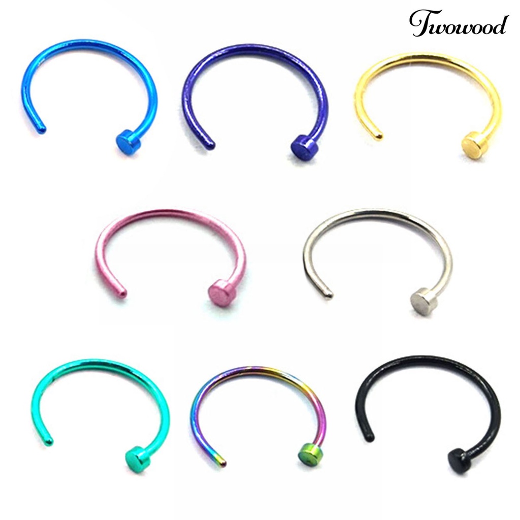 Twowood 8 Pcs/Set Nose Clip C Shape Electroplate Unisex Different Colors Lady Lip Clip for Parties