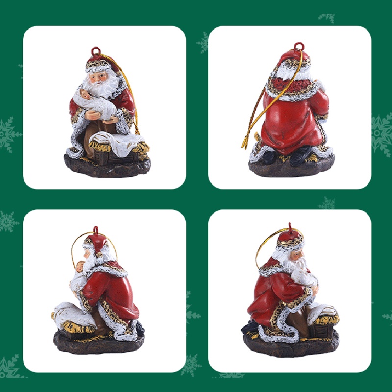 Ornamen Gantung Bentuk Santa Claus Bahan Resin Untuk Dekorasi Pohon Natal