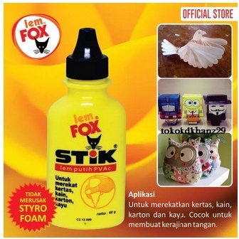 lem fox stik warna kuning / lem fox botol kuning / lem anti belepotan