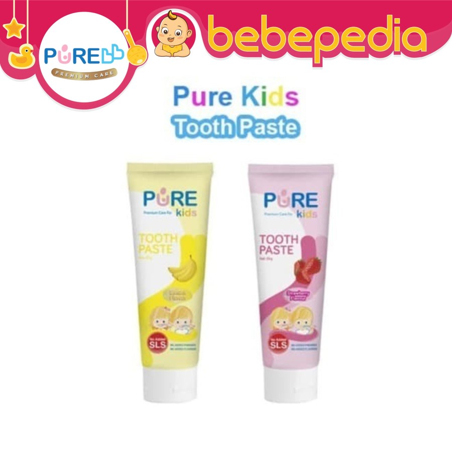 Pure Kids Toothpaste Strawbery / Banana / Orange 50gr Pasta Gigi Anak Pure Kids