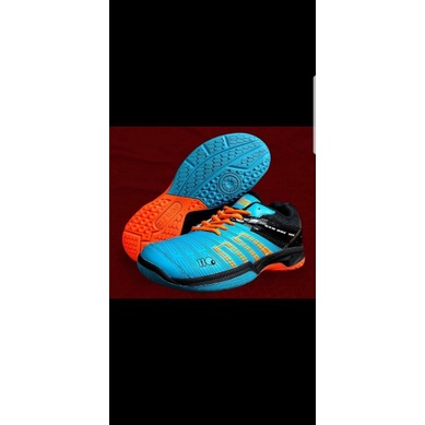 Sepatu Badminton Bulutangkis Hiqua Hi Qua Original Size 39 Biru Orange Generation Gen One GOne G1