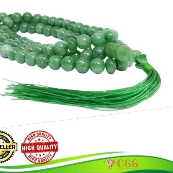 ✱ TASBIH BATU NATURAL GREEN JADE GIOK 99 BUTIR ORIGINAL ☟