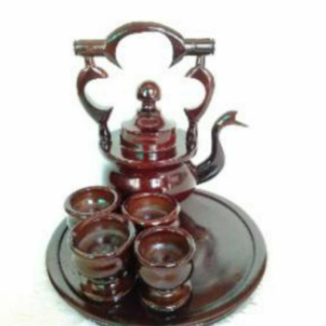 Satu Set Teko dan Gelas Model Labu