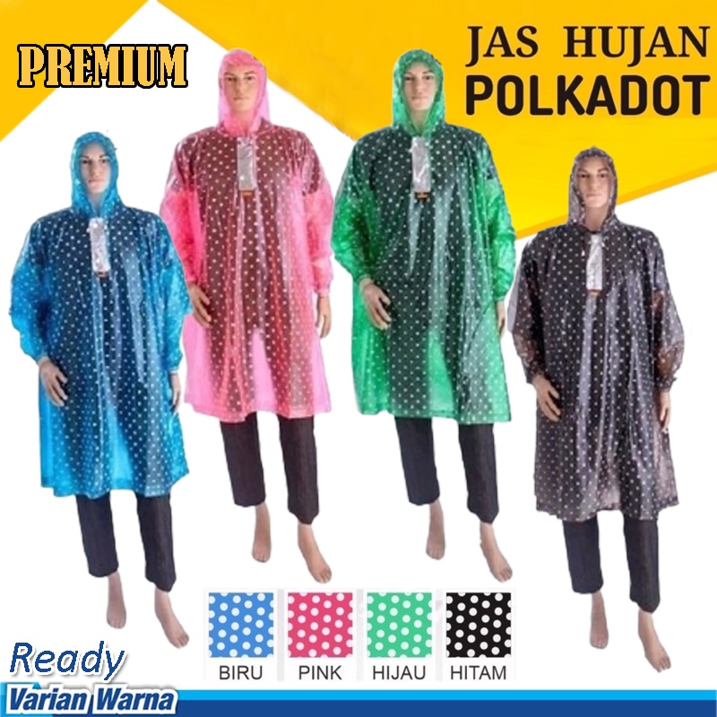 PORMO TERBARU Jas Hujan Polkadot Poncho Lengan Kelelawar Jumbo Elmondo 713 Premium Kualitas Terbaik Anti Rembes/ Jas Hujan Polkadot Murah / Jas ujan Wanita Pria Laris / Jas Hujan Terusan Jas Hujan Termurah Kekinian