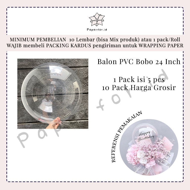 Buket Bunga Balon Pvc Transparan Bobo 24 Inch