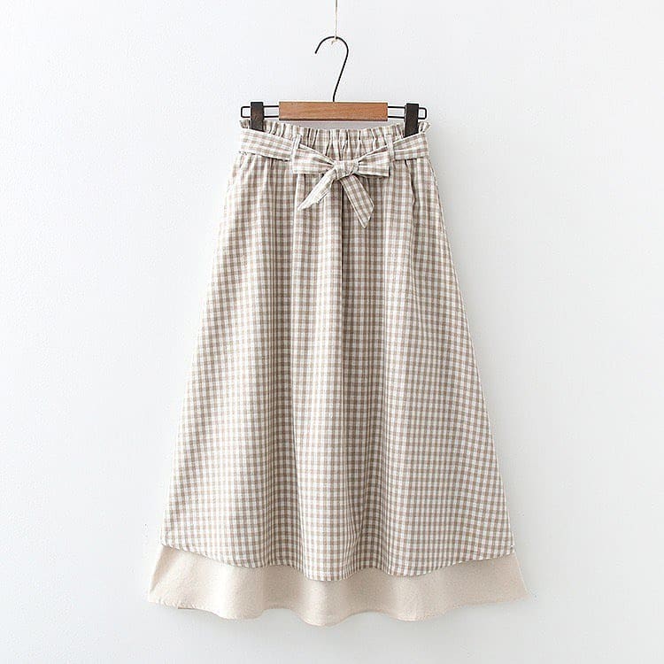 Rok Panjang Korean Style - Nindi Skirt Katun Mosscrepe Pinggang Karet - Bawahan Wanita Muslim <-Mocca