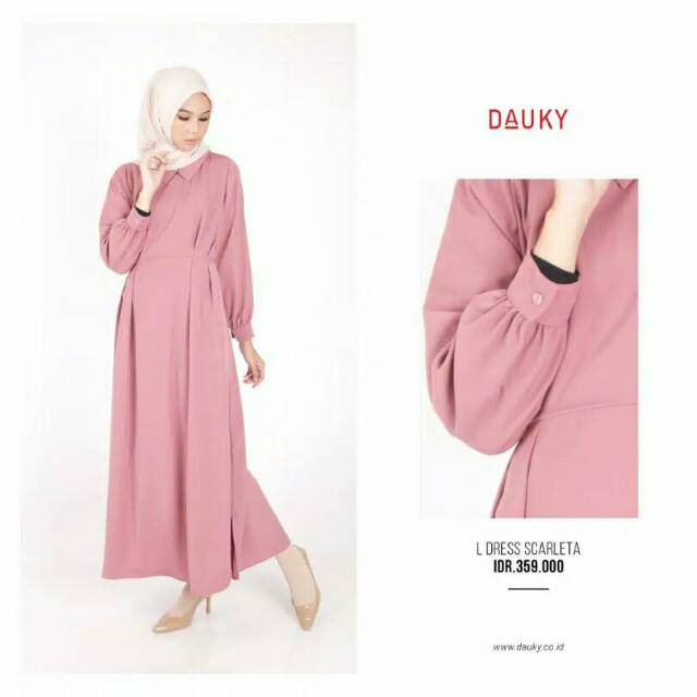 L Dress Scarleta Dauky||Gamis Polos Tersimple