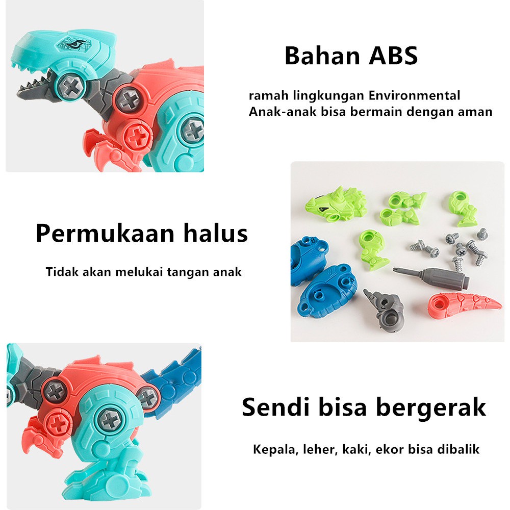 HIPPO LAND Mainan DIY dinosaurus bongkar pasang obeng 277